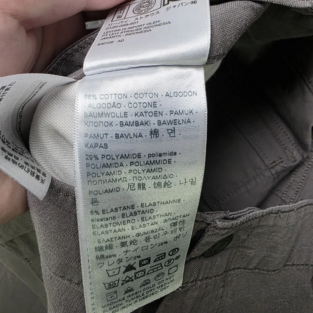 Levis City Cargo Chino Pants Mens 38x32 Fits 38x29 Gray Utility Stretch Hiking